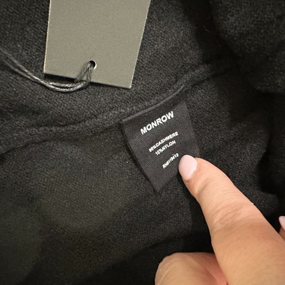 MONROW Black Cashmere Blend Wide Leg Sweatpants Small NEW - Picture 4 of 4